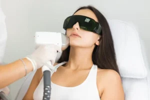 Woman receiving a laser facials treatment for smoother skin
